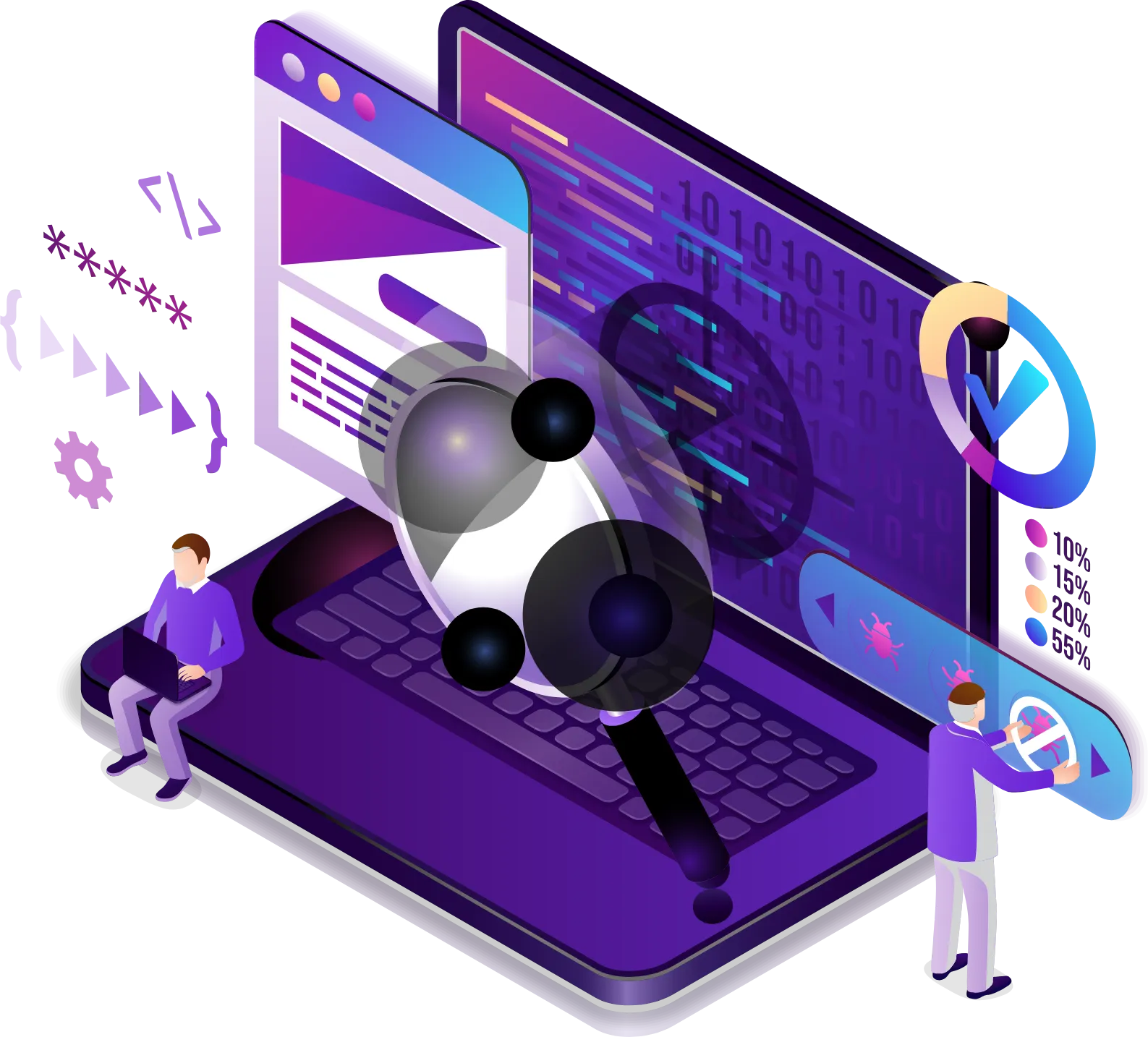 An image of a process showint QA Testing for projects